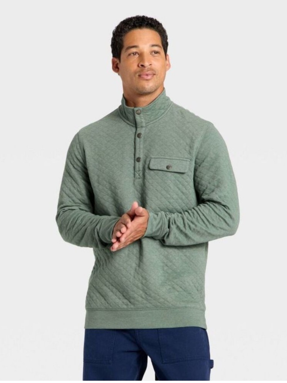 Quilted Pullover - Sage Green